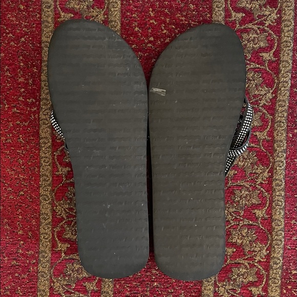 Yellow Box Black Rhinestone Flip Flops - Picture 5 of 5